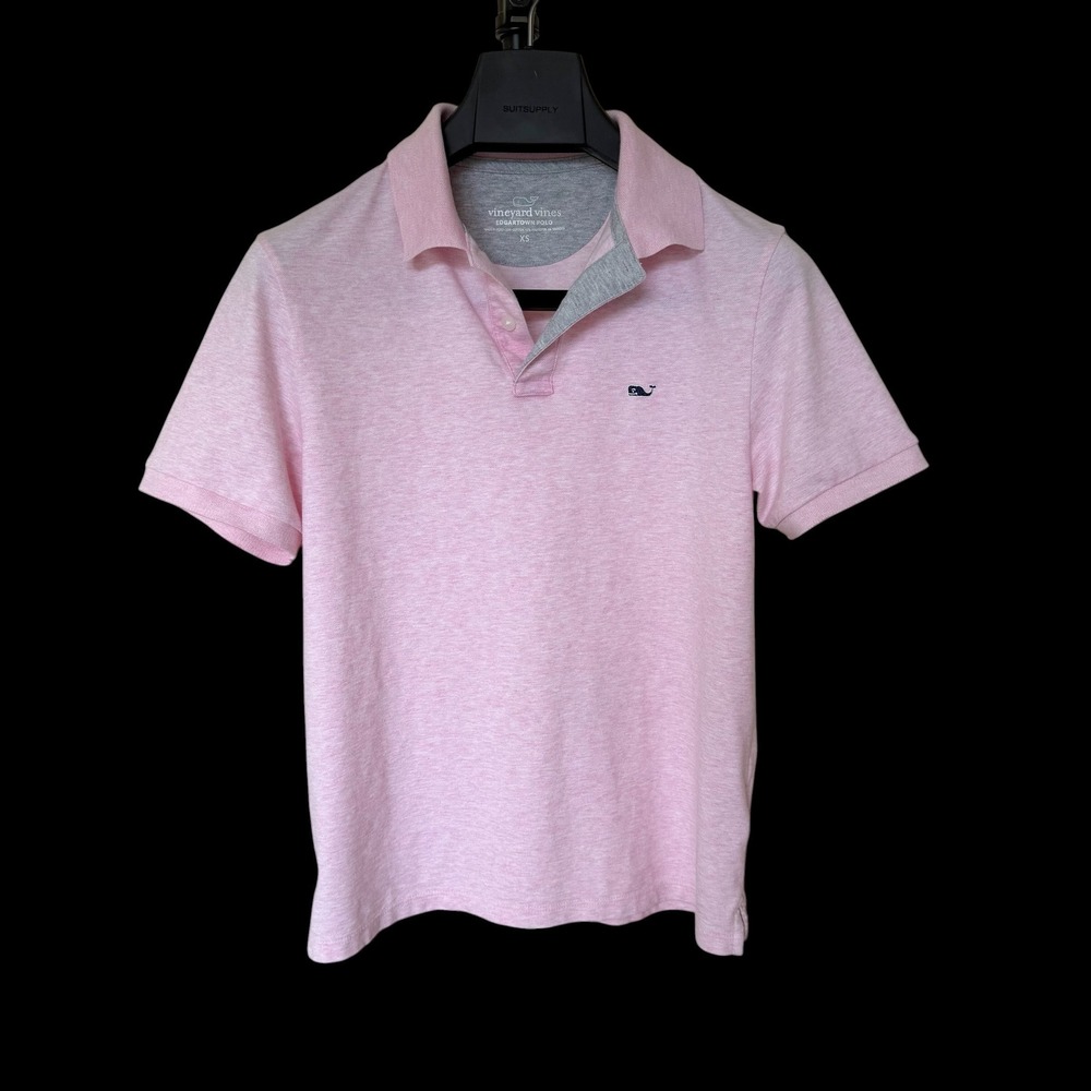 Vineyard Vines XS Edgartown Polo Shirt Pink Heathered Short Sleeve Stretch